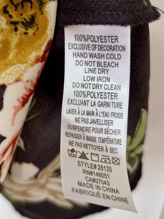 Monteau| Feminine Black & Pink Floral Lace-Trim Peplum Cami Blouse Sz S - Picture 7 of 7